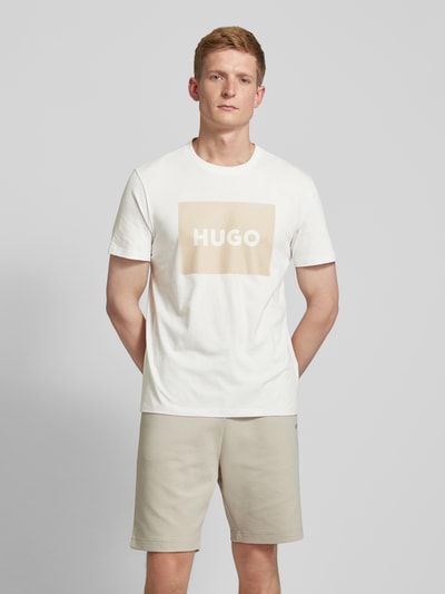 HUGO T-Shirt mit Label-Print Modell 'DULIVE' Weiss 4