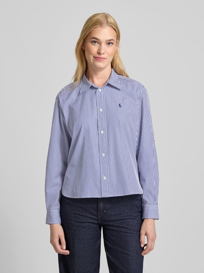 Polo Ralph Lauren Korte boxy fit overhemdblouse met logostitching Koningsblauw - 4