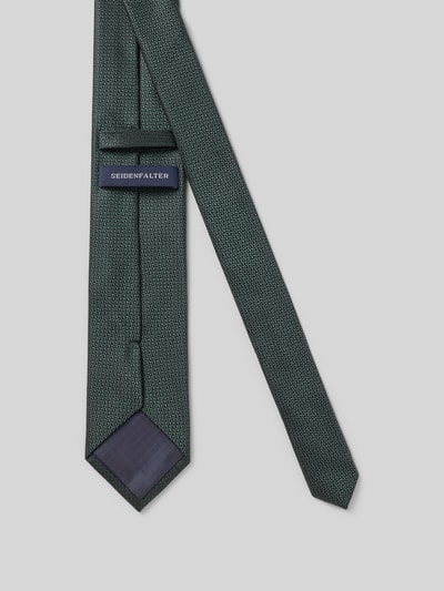 Produktfoto, Krawatte aus reiner Seide von Prince Bowtie, dunkelgrünes Strukturmuster, klassische Passform, 7 cm Breite, Teilungsnähte
