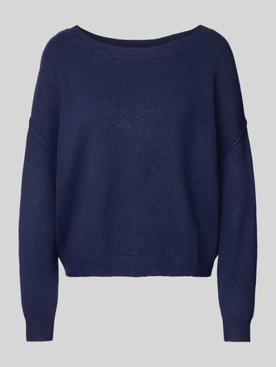 Review Gebreide pullover met diepe boothals Donkerblauw gemêleerd - 2