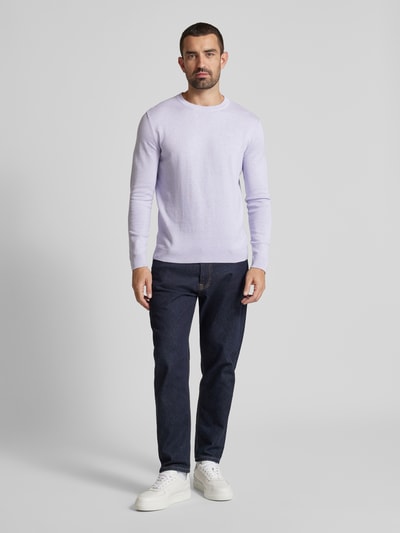 Tom Tailor Regular Fit Strickpullover aus reiner Baumwolle Lavender 1