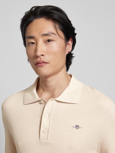 Gant Regular fit poloshirt met labelstitching Beige - 3