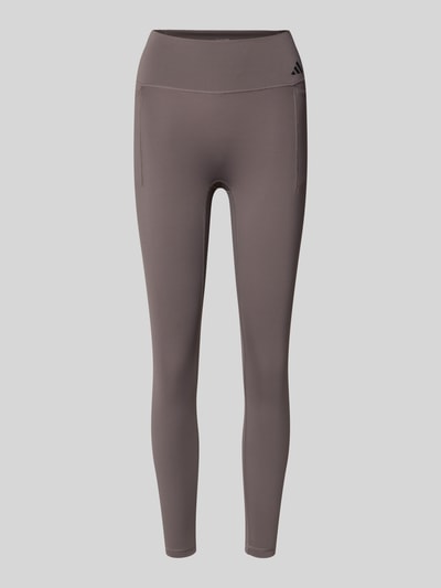Produktfoto, Leggings met Label-Print van adidas Sportswear in taupe, nauwsluitend, elastische tailleband, steekzakken, gladde stof