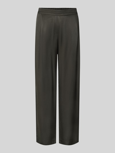 Produktfoto, Straight Fit Stoffhose aus reiner Viskose Modell 'Cisilia' von someday, dunkel, elastischer Bund, glatte Oberfläche, seitliche Eingrifftaschen und Gesäßtasche, gerade Form, Damen Stoffhose