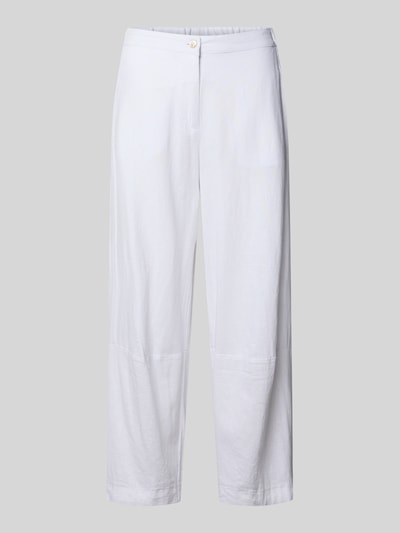 Produktfoto, Stoffhose aus Leinen-Viskose-Mix Modell 'Lava' von FREE/QUENT, Damenhose in Weiß, Relaxed Fit, elastischer Bund, glatte Textur.