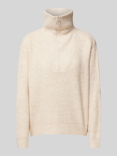 Only Regular Fit Strickpullover mit gerippten Abschlüssen Modell 'BAKER' Beige Melange 2