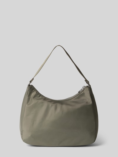 Produktfoto, Handtasche mit Label-Detail von BOGNER, grün, glatte Oberfläche, Hauptfach mit Reißverschluss, Tragehenkel, Schulterriemen, Breite 30 cm, Länge 27 cm, Tiefe 10 cm, Länge Schulterriemen 44 cm