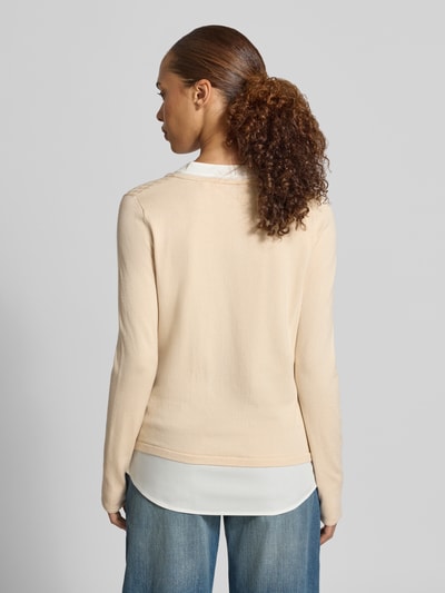 COMMA Shirt met lange mouwen van viscosemix in tricotlook Beige - 5
