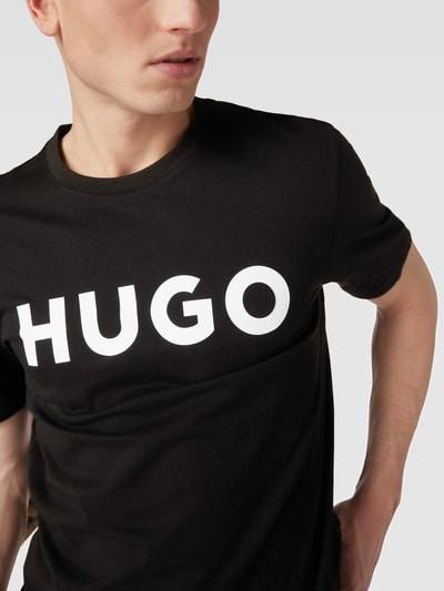 HUGO T-shirt z napisem z logo model ‘DULIVIO’ Czarny 3