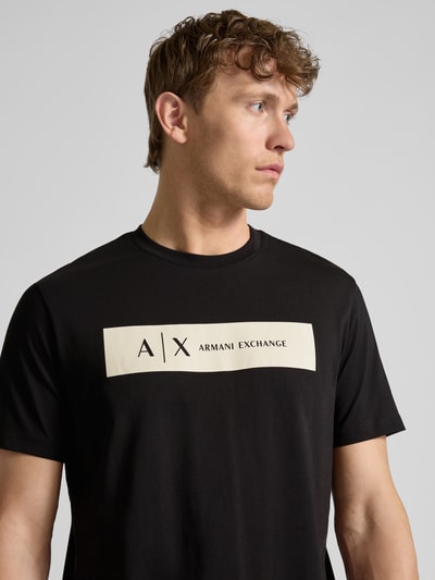 ARMANI EXCHANGE T-shirt o kroju regular fit z czystej bawełny z nadrukiem z logo Czarny 3