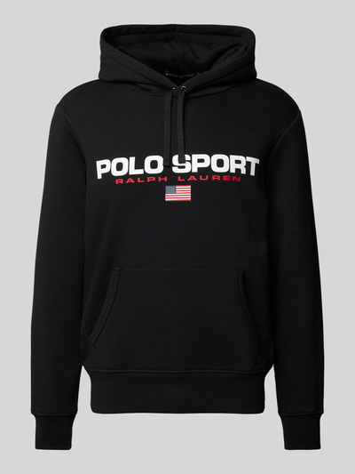 Polo Sport Bluza z kapturem z nadrukiem z logo Czarny 2