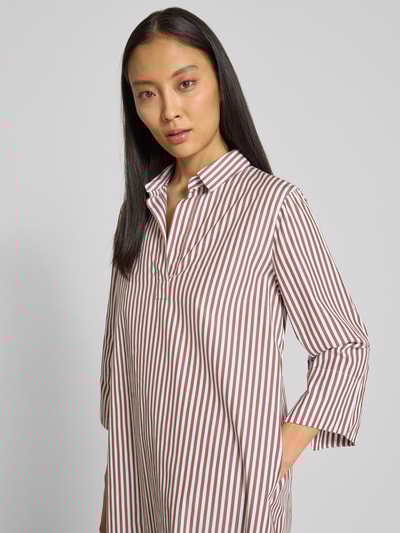 0039 Italy Knielange jurk met 3/4-mouwen, model 'DERRY' Chocoladebruin - 3