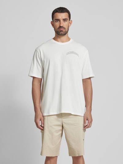 Lindbergh Oversized T-shirt met labelprint Offwhite - 4