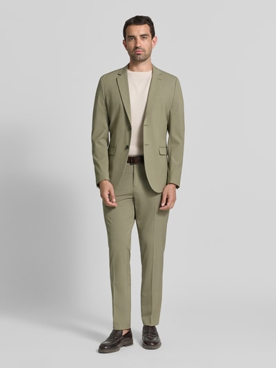 Mannenmodel draagt Slim Fit Sakko met viscose, model 'LIAM' van Selected Homme in lichtgroen, gladde textuur, Heren, volledig lichaamsbeeld van voren.
