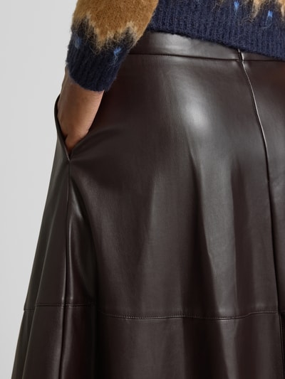 Oui Midirock in Leder-Optik mit Reißverschluss Dunkelbraun 3