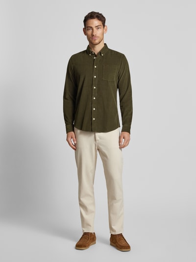 Casual Friday Regular Fit Cordhemd mit Button-Down-Kragen Modell 'ANTON' Khaki 1