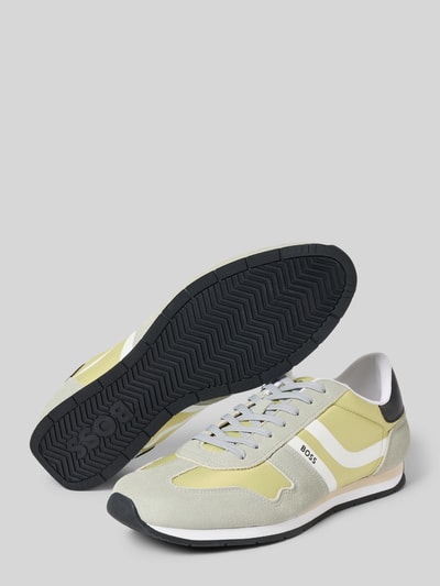 BOSS Orange Low Top Sneaker mit Lederoptik-Details Modell 'LEVON_RUNN_NYMI' Hellgrau 4
