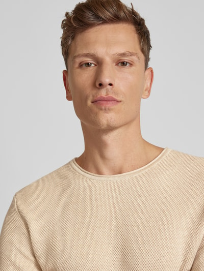 MCNEAL Regular Fit Strickpullover mit Strukturmuster Beige Melange 3