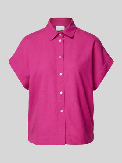 Jake*s Collection Overhemdblouse met doorknoopsluiting Fuchsia gemêleerd - 2
