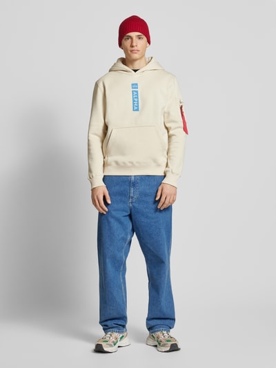 Alpha Industries Hoodie met labelprint Beige - 1