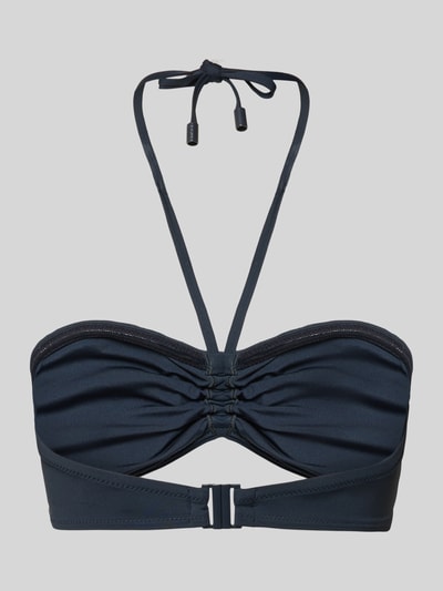 Productfoto, bandeau-bikinitop met binnenvoering van Marc O'Polo, look: effen, model met spaghettibandjes, zonder beugel, cupdetail, labelprint, v-hals, materiaalverwerking: geweven stretchstructuur