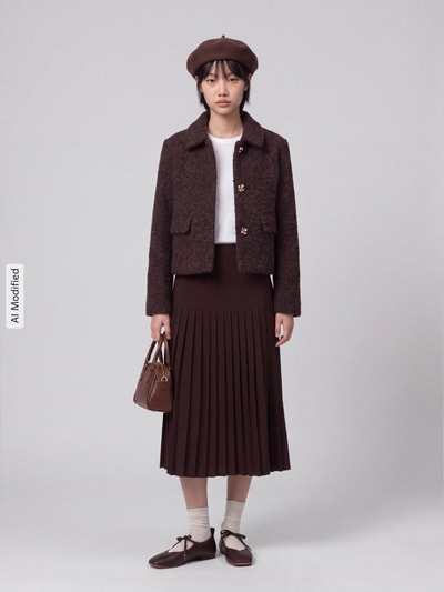 VERO MODA Teddyjacke mit goldfarbenen Zierknöpfen Schoko 1