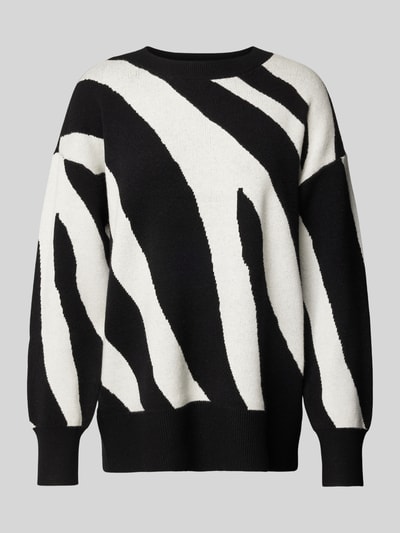 Vero Moda Regular fit gebreide pullover met two-tone-motief, model 'NANCY' Zwart - 2