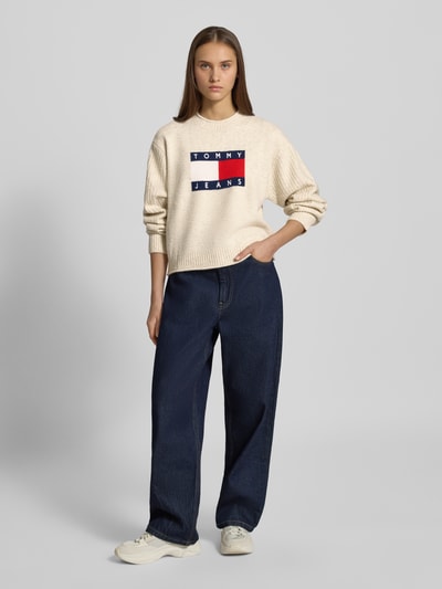 Tommy Jeans Korte gebreide pullover met wol Offwhite - 1