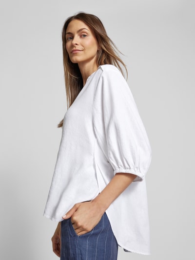 FREE/QUENT Blouse van een mix van linnen en viscose met 3/4-mouwen, model 'Lava' Offwhite - 3