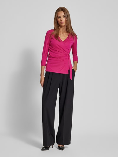 Lauren Ralph Lauren Shirt met lange mouwen in wikkellook, model 'JAINAB' Fuchsia - 1