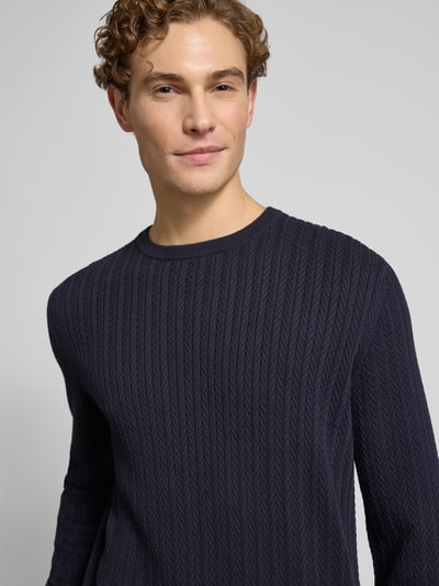 Christian Berg Men Strickpullover mit gerippten Abschlüssen Marine 3