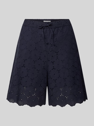 Produktfoto, Bermudas mit Lochstickerei und Eingrifftaschen von Christian Berg Woman, dunkelblau, Reine Baumwolle, Loose-Fit, Kordelzug am Bund