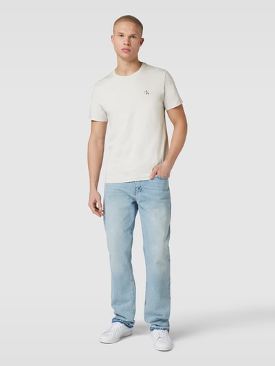 Calvin Klein Jeans Regular fit T-shirt met logoprint in een set van 2 stuks Zilver - 1