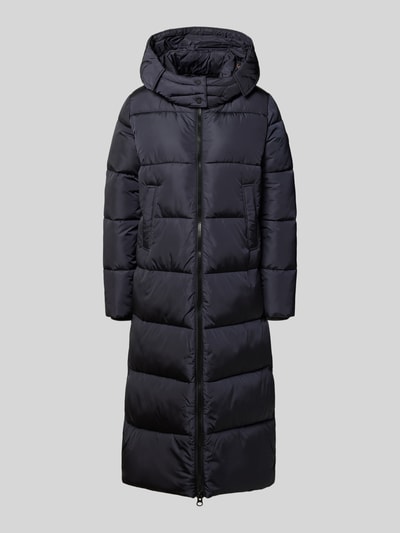 SAVE THE DUCK Regular fit gewatteerde lange jas met steekzakken, model 'Colette' Zwart - 2