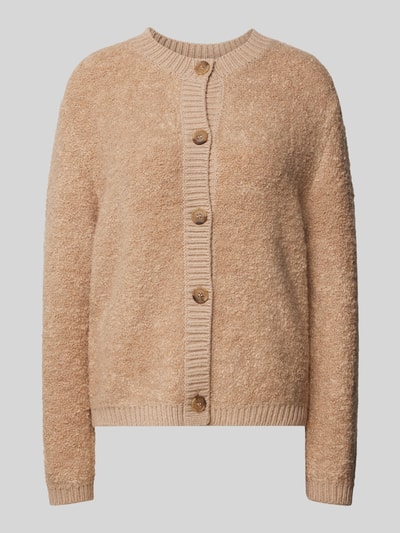 s.Oliver RED LABEL Regular Fit Strickjacke mit Alpaka aus Teddy-Bouclé Beige Melange 2