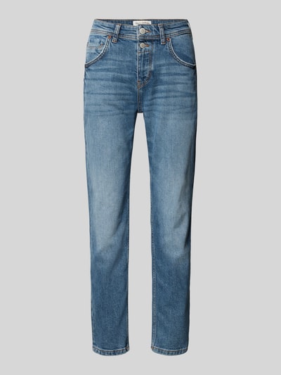 Produktfoto, Boyfriend Jeans aus Baumwoll-Mix Modell 'THEDA' von Marc O'Polo, stylizowana na denim, krój boyfriend fit, średni stan, długość krótka, naszywka z logo, nity, szwy w kontrastowym kolorze, szlufki na pasek, zapięcie na guziki i zamek błyskawiczny, 5 kieszeni, mieszanka bawełny