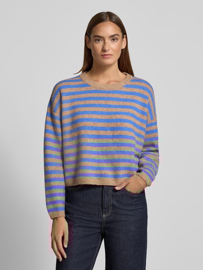 Oui Sweter z dzianiny z obniżonymi ramionami Camel 4