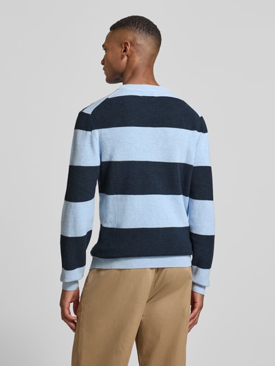MCNEAL Strickpullover mit Streifenmuster und Rundhalsausschnitt Bleu Melange 5