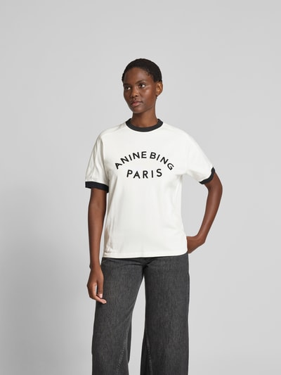 Anine Bing Regular Fit T-Shirt mit Logo-Print Ecru 4