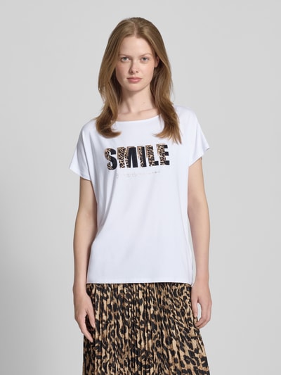 Betty Barclay T-shirt van viscosemix met statementprint Wit - 4