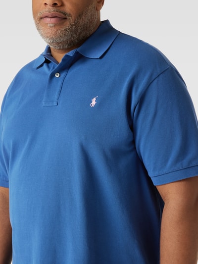 Polo Ralph Lauren Big & Tall PLUS SIZE poloshirt met labelstitching Rookblauw - 3