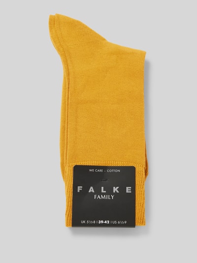 Falke Sokken met labeldetail, model 'Family' Mosterdgeel - 3