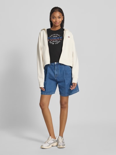 Tommy Jeans T-shirt o kroju slim fit z prążkowaniem Czarny 1