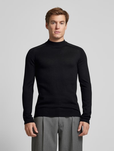 CG - Club of Gents Gebreide pullover met structuurmotief, model 'Bertie' Zwart - 4