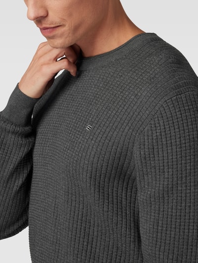 Christian Berg Men Gebreide pullover met structuurmotief Grafiet gemêleerd - 3