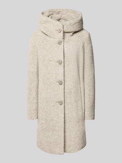 Produktfoto, Mantel mit Knopfleiste Modell 'STELLA' von Milo Coats, heller Stoff, strukturierte Oberfläche, Regular Fit, hochschließender Kragen.