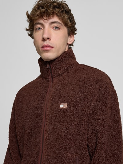 Tommy Jeans Regular fit jack van teddybont met labelstitching Donkerbruin - 3