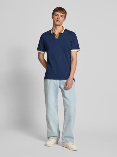 Blend Regular fit poloshirt met V-hals, model 'Evo' Marineblauw - 1