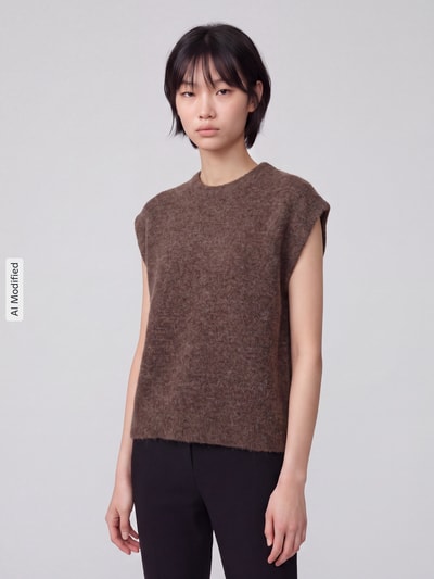 Selected Relaxed Fit Pullunder aus Woll-Mix Modell 'LULU' Taupe 4