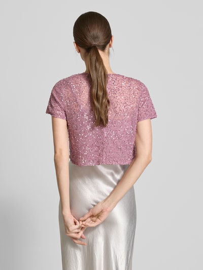 Lace & Beads Kort T-shirt met strass-steentjes Rosé - 5